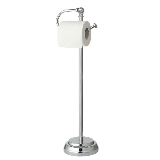 SunnyPoint Classic Bathroom Free Standing Toilet Tissue Paper Roll Holder Stand Chrome (HLS-KD-02CH) image {2}