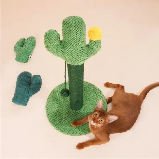 ZEZE Desert Cactus Woven Rope Cat Scratcher-Green image {9}