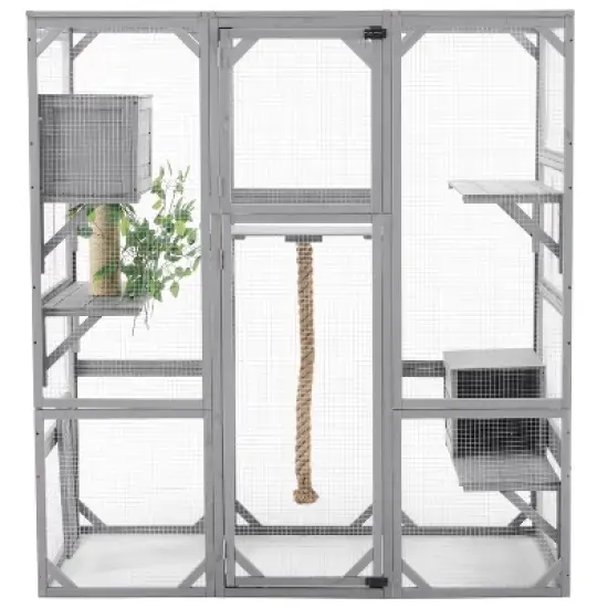 Gulches Light Grey Outdoor Cat House with Two Condos and Platforms image {16}