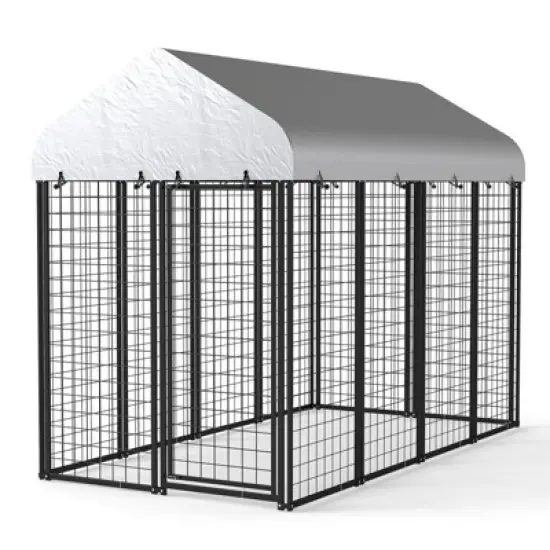 XBRIGH Large, medium and small black square dog crate for outdoor and lawn use with UV cover for outdoor backyard farms image {8}