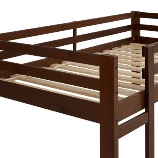 Twin Indy Solid Wood Low Loft Bed Walnut - Saracina Home image {3}