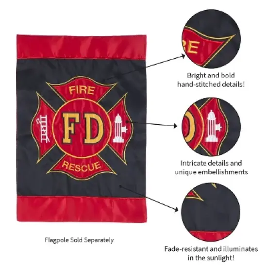 Evergreen Flag Fire Department Garden Applique Flag image {4}
