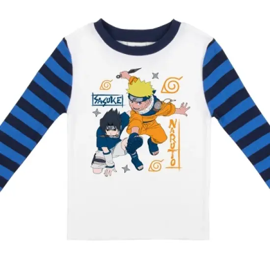 Naruto Classic Characters Youth Blue Striped Long Sleeve Pajama Set image {2}