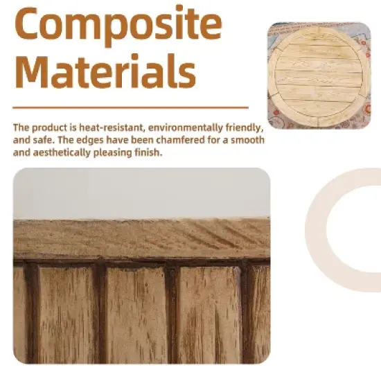 Moda Furnishings 27.9"W Outdoor Terrafab Faux Wood Round Coffee Table image {8}