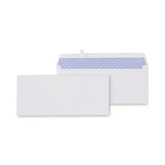 Universal Peel Seal Strip Security Tint Business Envelope, #10, Square Flap, Self-Adhesive Closure, 4.25 x 9.63, White, 500/Box image {1}