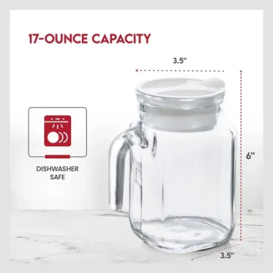 Amici Home Italian Igloo Quadra Glass Pitcher with Lid and Spout, Clear Glass Water Pitcher for Refrigerator, Carafe for Iced Tea, Juice, Milk, Brew image {5}