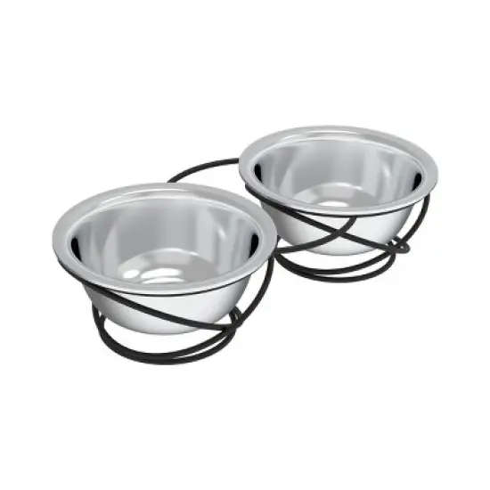 Set of 2 Elevated Dog Bowls - Stainless-Steel 40-Ounce Food and Water Bowls for Dogs and Cats in a Raised 3.5-Inch-Tall Decorative Stand by PETMAKER image {6}