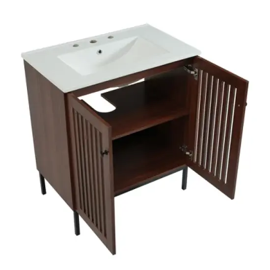 30" Vintage Bathroom Vanity with Ceramic Sink image {7}