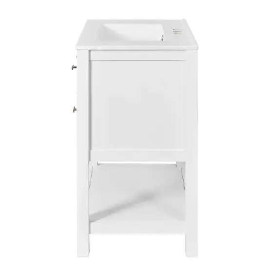 30" Modern Bathroom Vanity with Ceramic Sink, 5 Drawers & Solid Wood Frame, Freestanding Storage Cabinet with Gold Knobs - ModernLuxe image {10}