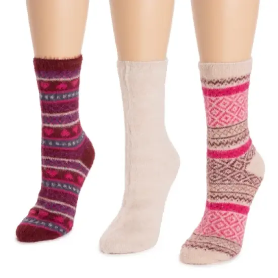 MUK LUKS Women's Pair Pack Fuzzy Crew Fall image {5}