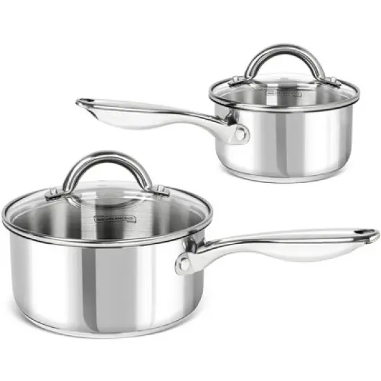 MICHELANGELO Saucepan Set, 18/10 Stainless Steel Sauce Pan with Lid, Tri-Ply Bottom Sauce Pot Set, Nonstick Saucepan, Induction Compatible image {8}