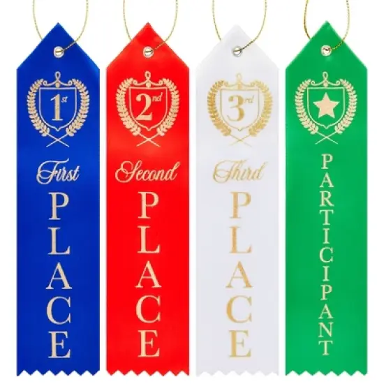 Blue Panda 100 Pack Award Ribbons, 1st, 2nd, 3rd Place, and Participant, Competition Prizes 2 x 8 In, 4 Colors image {6}
