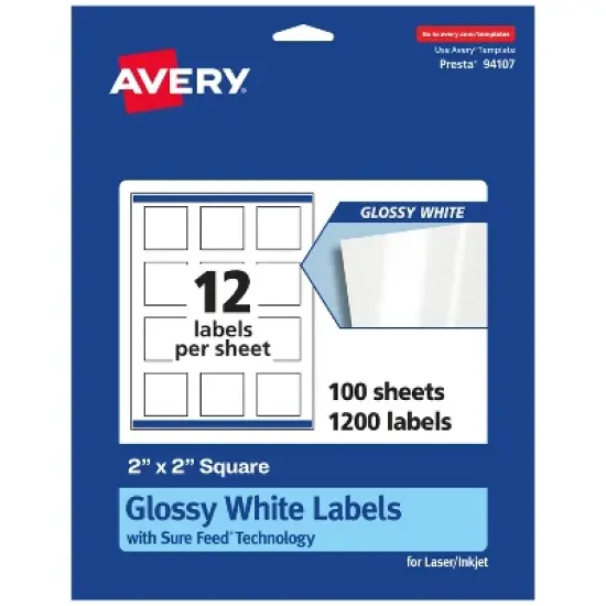 Avery Square Labels with Sure Feed, 2" x 2" image {8}