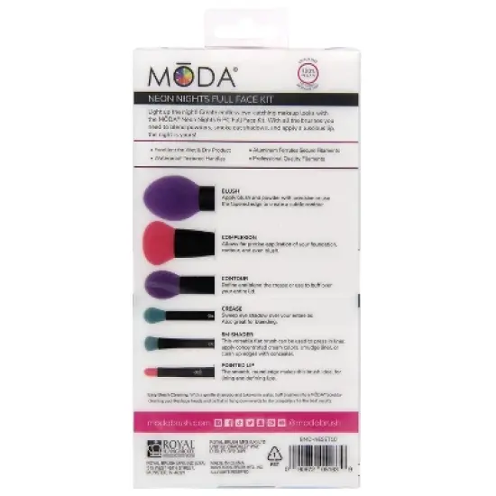 MODA Brush Neon Nights Full Face Makeup Brush Set- 6pc image {6}