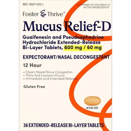 Foster & Thrive 12Hr Mucus Relief-D 600mg Tablet, 36 Ct image {4}