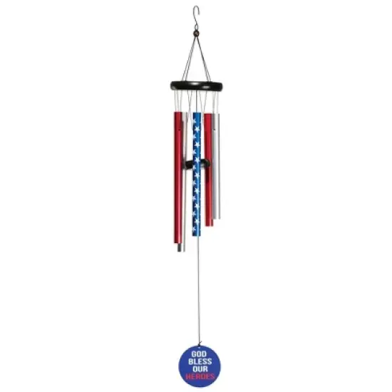Dicksons God Bless Our Heroes Red White 35 inch Aluminum Wind Chime Noisemaker image {2}