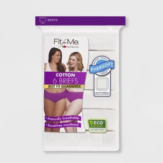 Fit for Me by Fruit of the Loom Women's Plus 6pk Cotton White Briefs image {1}