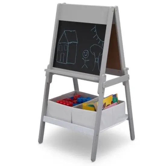 Delta Children MySize Double-Sided Storage Easel- Gray image {3}