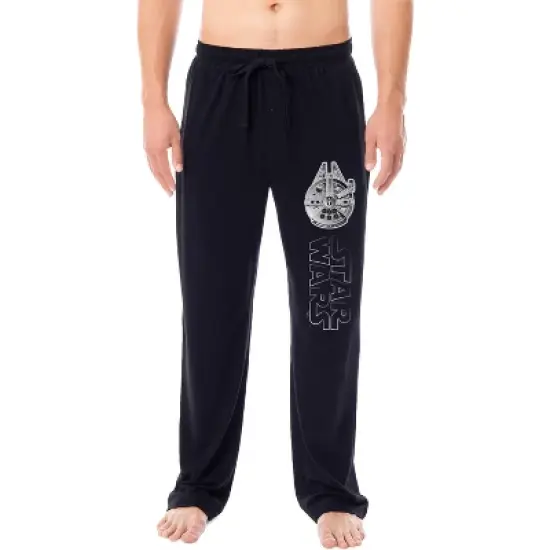 Star Wars Mens' Movie Film Title Logo Millennium Falcon Sleep Pajama Pants Black image {3}