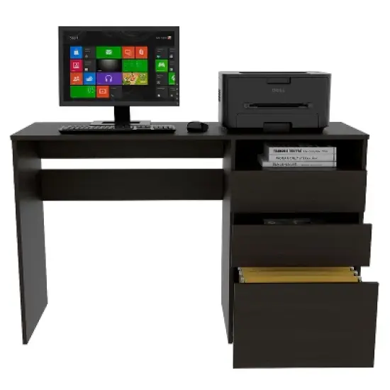 Sapphtopaz 47.4" Modren Computer Desk with 3 Drawers Writing Desk with 1 Open Storage Shelf Gaming Desk Office Desk for Home Office, Bedroom image {2}