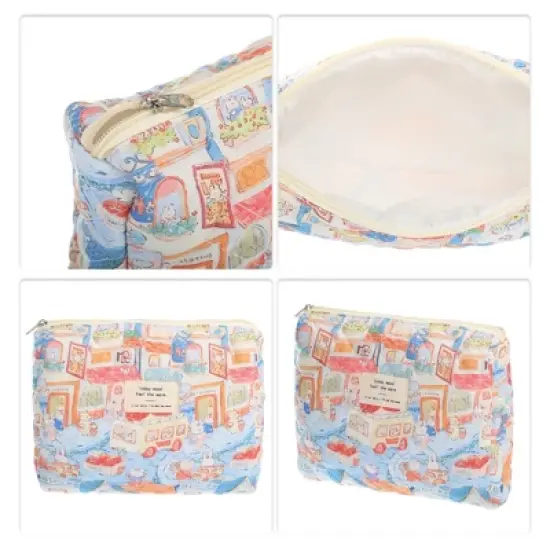 Unique Bargains Durable Medium Quilted Bunny Makeup Bag Assorted Color 1 Pc image {2}