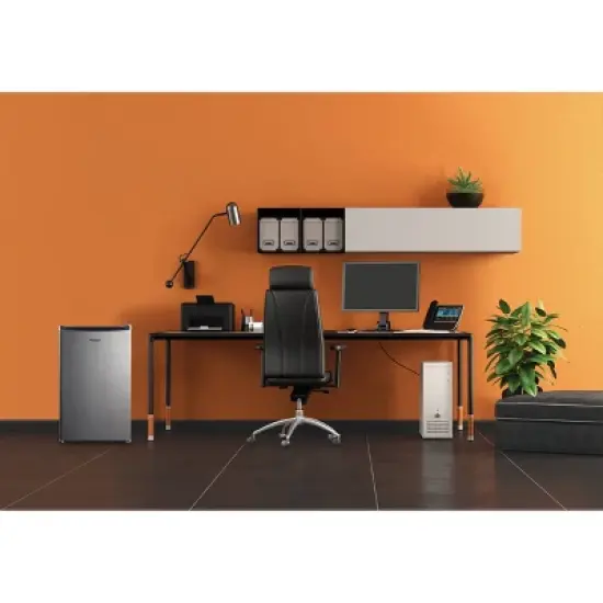 Whirlpool 4.3 cu ft Mini Refrigerator Stainless Steel WH43S1E: Compact Dorm Fridge, Energy Star, Reversible Door, 2 Shelves image {5}