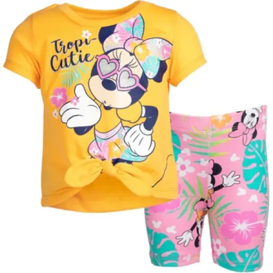 Mickey Mouse & Friends Minnie Mouse Baby Girls Graphic T-Shirt and Shorts Outfit Set Infant image {12}