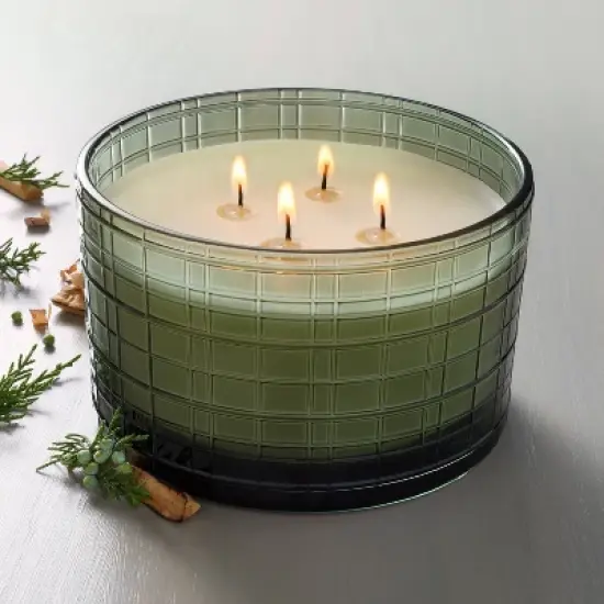 Textured Glass Fireside Spruce Jar Christmas Candle Green 24oz - Hearth & Hand&trade; with Magnolia image {1}