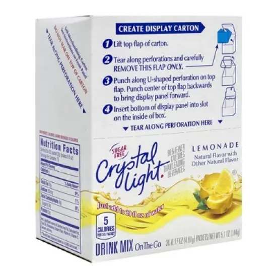 Crystal Light On-The-Go Sugar-Free Lemonade Drink Mix - 30pk image {1}