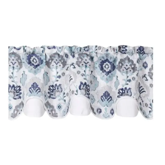 Kate Aurora Contemporary Influencer Water Color Damask Medallion Rod Pocket Window Valance image {3}