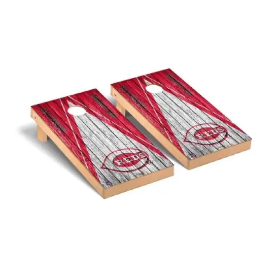 MLB Cincinnati Reds Premium Cornhole Board Triangle Weathered Version image {1}