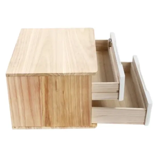 YIYIBYUS 2 Tiers Wooden Desktop Storage Box with Lockable Drawers image {4}