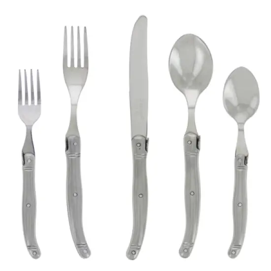 French Home Laguoile 20pc Stainless Steel Silverware Set Silver: Flatware Set, Service for 4, Dishwasher-Safe image {5}