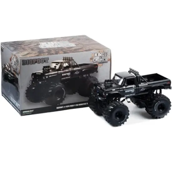 1974 Ford F-250 Monster Truck with 66-Inch Tires Black Bandit Edition "Bigfoot #1" 1/18 Diecast Model Car by Greenlight image {2}