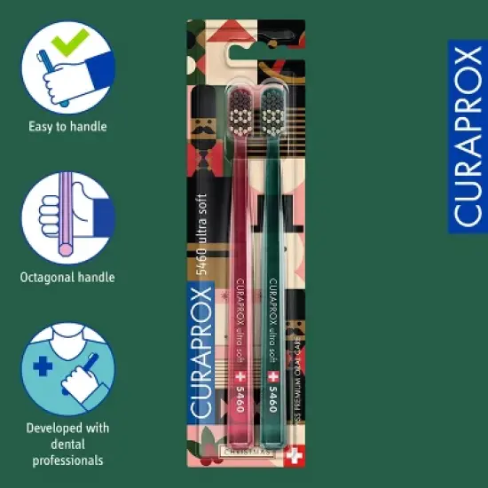 Curaprox CS 5460 Christmas Edition 2023, Ultra Soft Toothbrush for Gentle and Powerful Daily Cleaning, 2 pcs image {3}