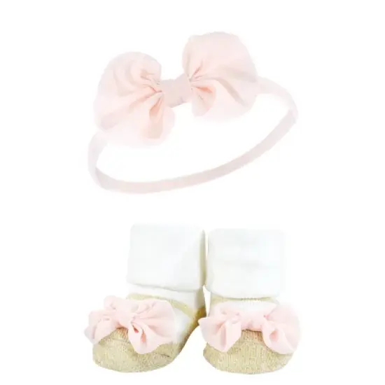 Hudson Baby Infant Girl Headband and Socks Giftset, Light Pink Leopard, One Size image {2}