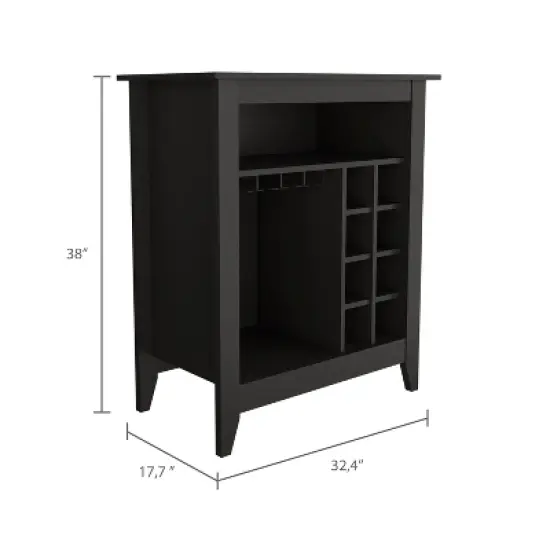 Gulches Black Bar Cabinet: Stylish Storage with Built-in Wine Rack image {2}