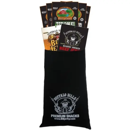 Buffalo Bills 7-Piece Low Carb Beef Jerky Sampler Black Velour Wine Gift Bag (2 carbs or less) image {4}