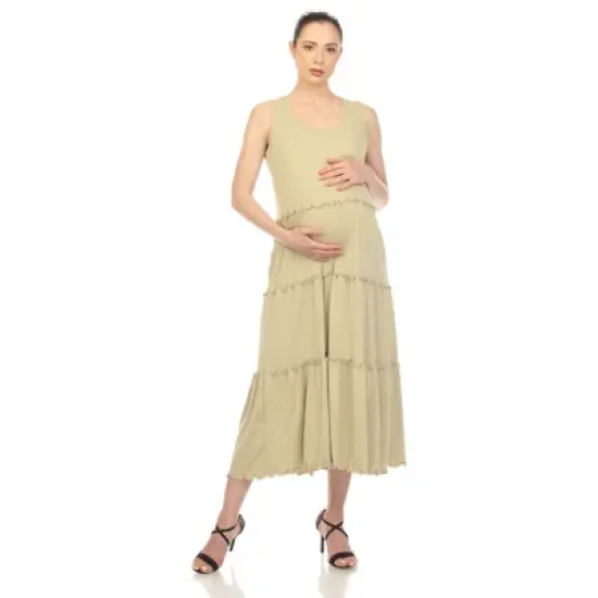 Maternity Scoop Neck Tiered Midi Dress image {6}