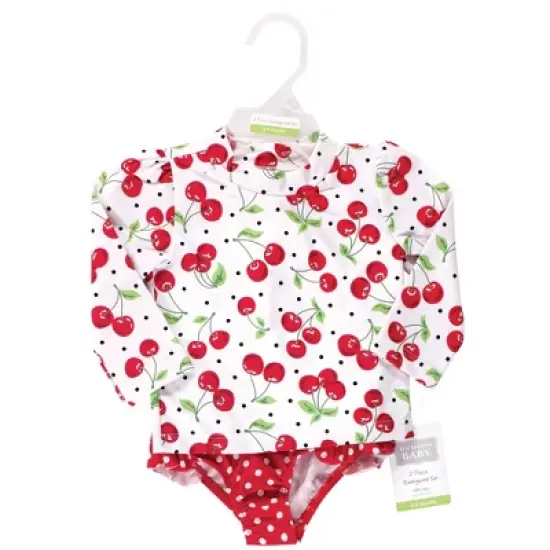 Hudson Baby Infant and Toddler Girl Swim Rashguard Set, Cherries image {1}
