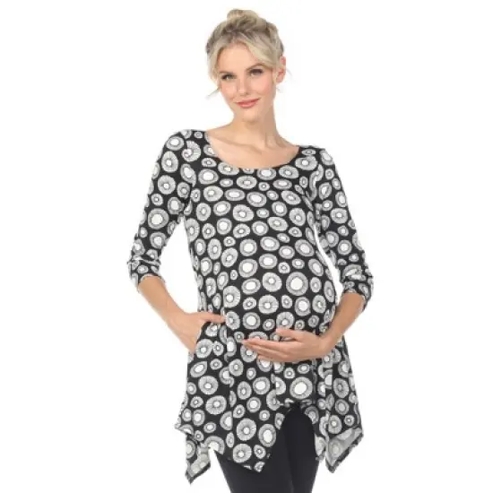 Maternity Printed Tunic Top -White Mark image {5}