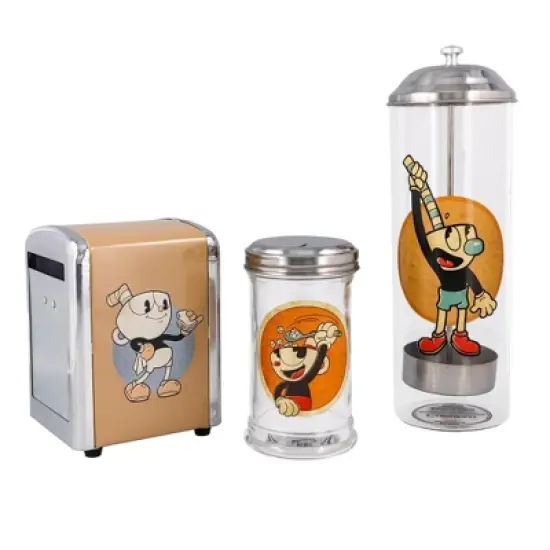 Just Funky Cuphead Retro Diner Set - Napkin Dispenser/ Sugar Shaker/ Straw Canister image {7}