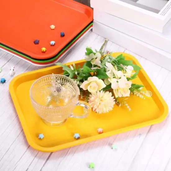 Unique Bargains Rectangular Cafeteria Platter Plastic Fast Serving Tray image {4}