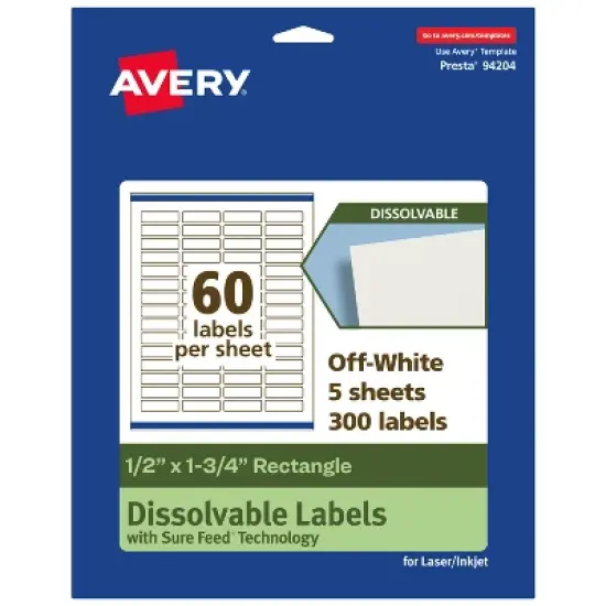 Avery Dissolvable Labels, 0.5" x 1.75" Rectangle image {10}