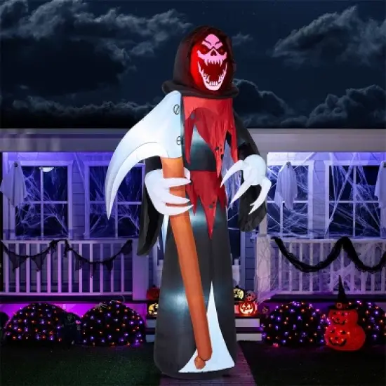 Joyfy 12FT Giant Halloween Inflatable Decoration, Scary Grim Reaper with Scythe for Halloween Indoor Outdoor Yard Lawn Garden Holiday Party Decoration image {2}