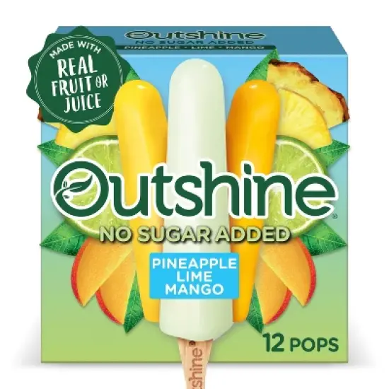 Outshine No Sugar Added Pineapple, Lemon, and Mango Frozen Fruit Mini Pops Variety Pack - 18 fl oz/12ct image {9}