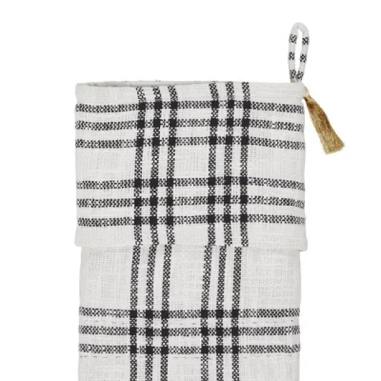 Wintergleam Black White Plaid Stocking 12x20 VHC Brands image {2}