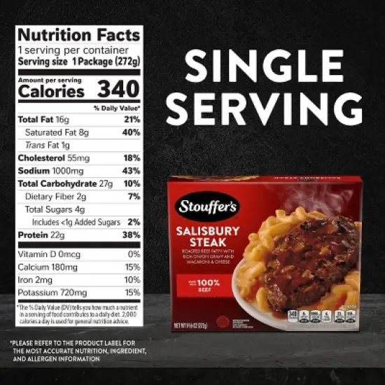 Stouffer's Salisbury Steak with Mac and Cheese Frozen Meal - 9.625oz image {6}