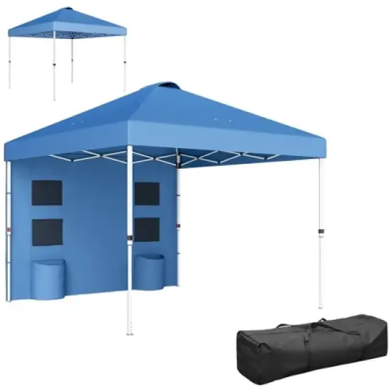 Outsunny 10' x 10' Pop Up Canopy Tent with Sidewall, UPF50+ Instant Sun Shelter with Storage Pockets, Height Adjustable image {8}