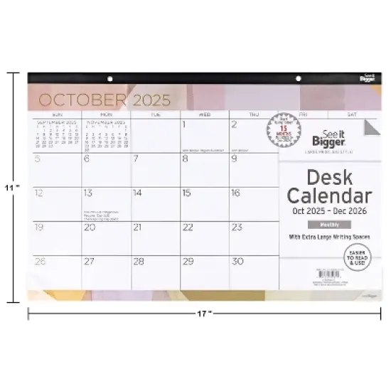 See It Bigger 2025-2026 15 Months 11"x17" Monthly Desk Pad Calendar image {3}
